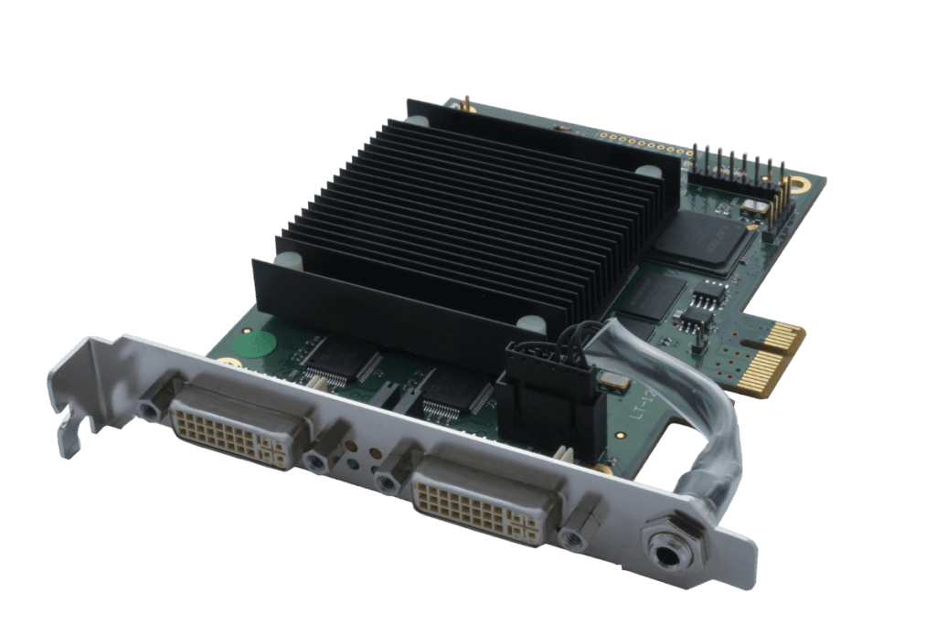 Enciris LT-124 dual channel DVI-I PCIe video capture card with hardware compression for SD and Full HD video acquisition